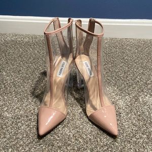 Dusty rose with clear ankle boots--app 3.5 in block heel